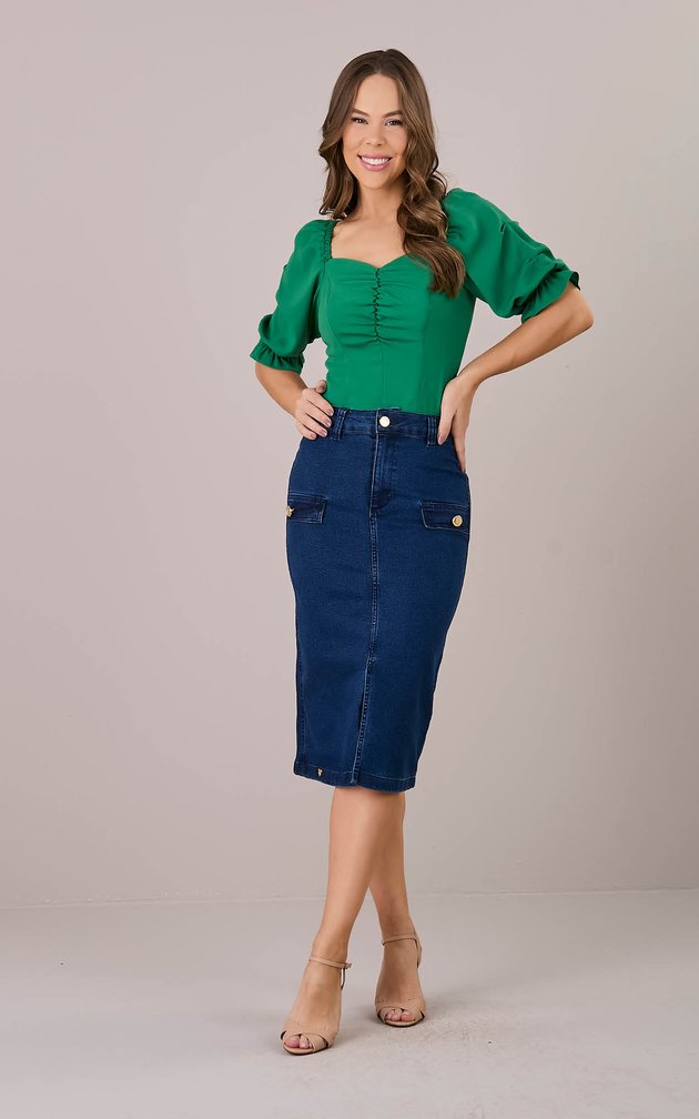 Saia Justa Saia Com Botao Na Frente Preta Short Saia Saia Preta De