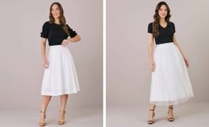 modelos de saia godê e camisa