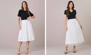 modelos de saia godê e camisa