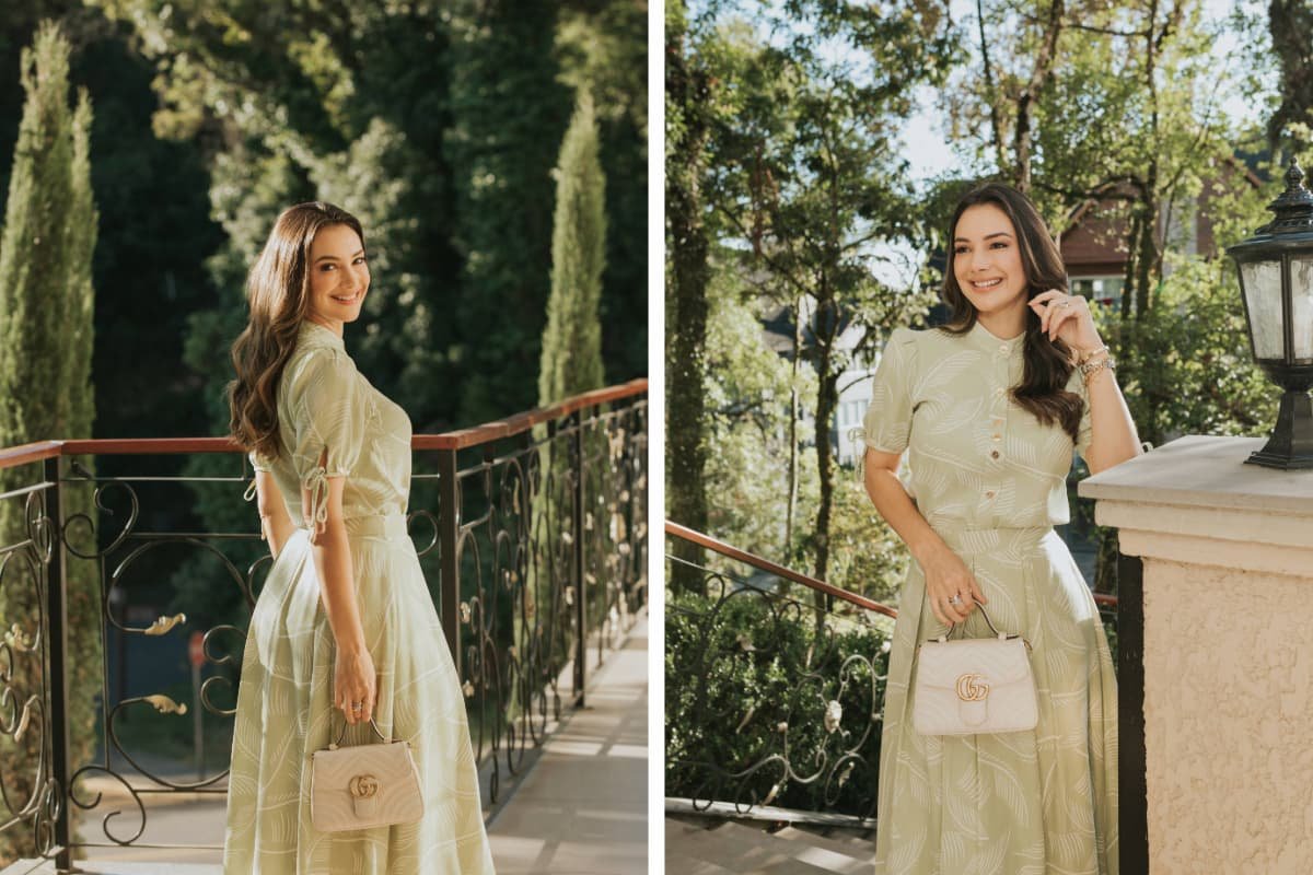 mulher elegantes usando conjuntos da moda modesta