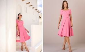 mulheres com vestidos manga curta