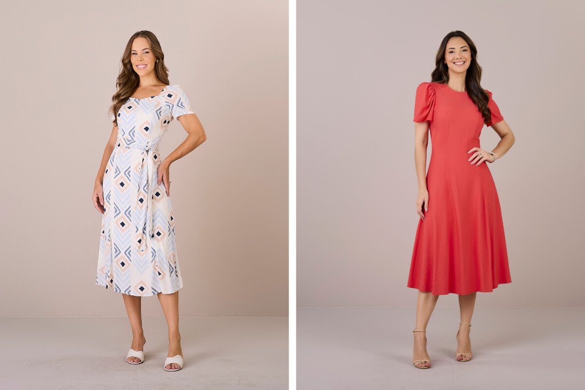 mulheres com vestidos midi