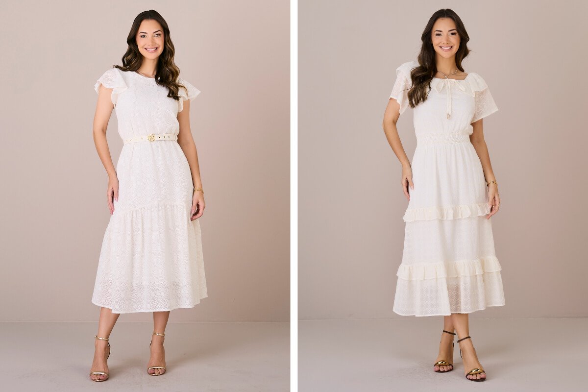 mulheres de vestido branco