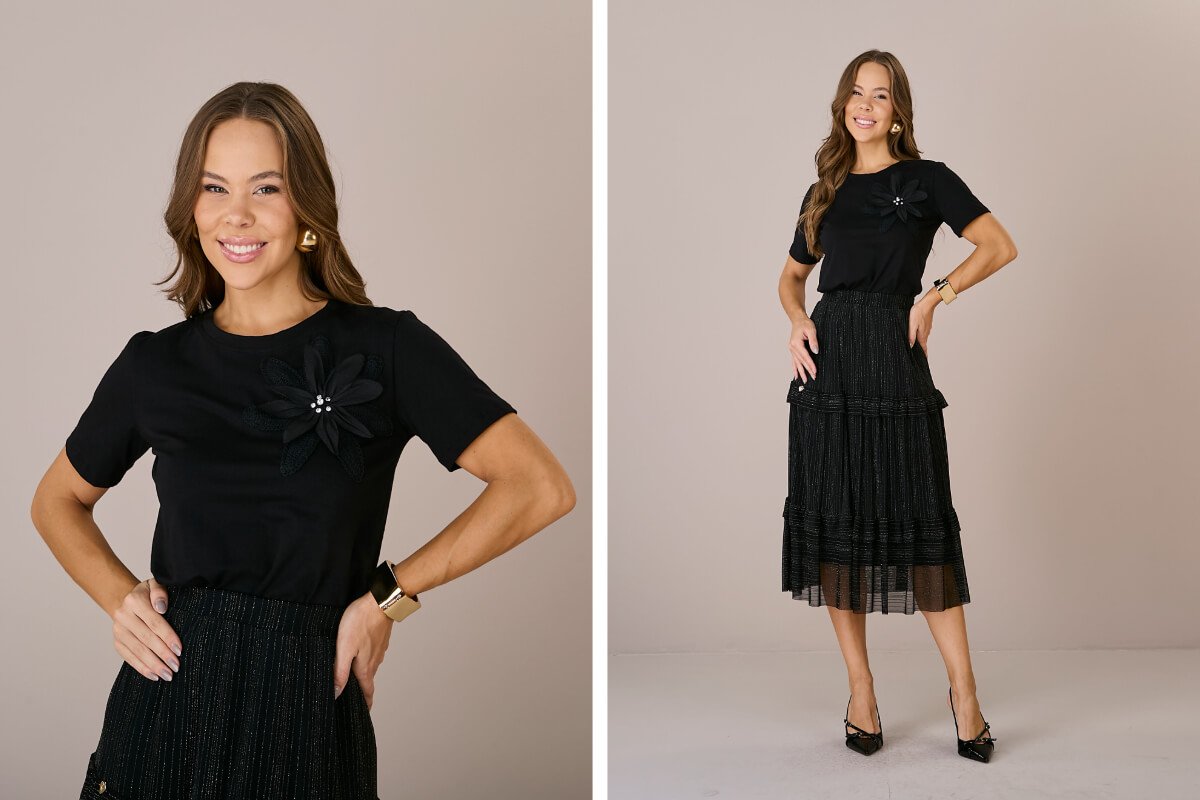 mulheres vestidas com vestido preto