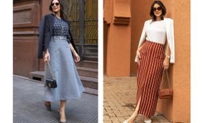 mulheres pousando para foto vestidas com saia