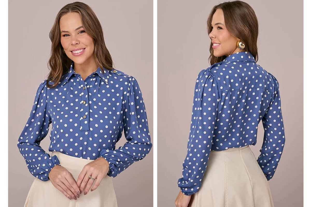mulher usando uma blusa de manga longa de poa