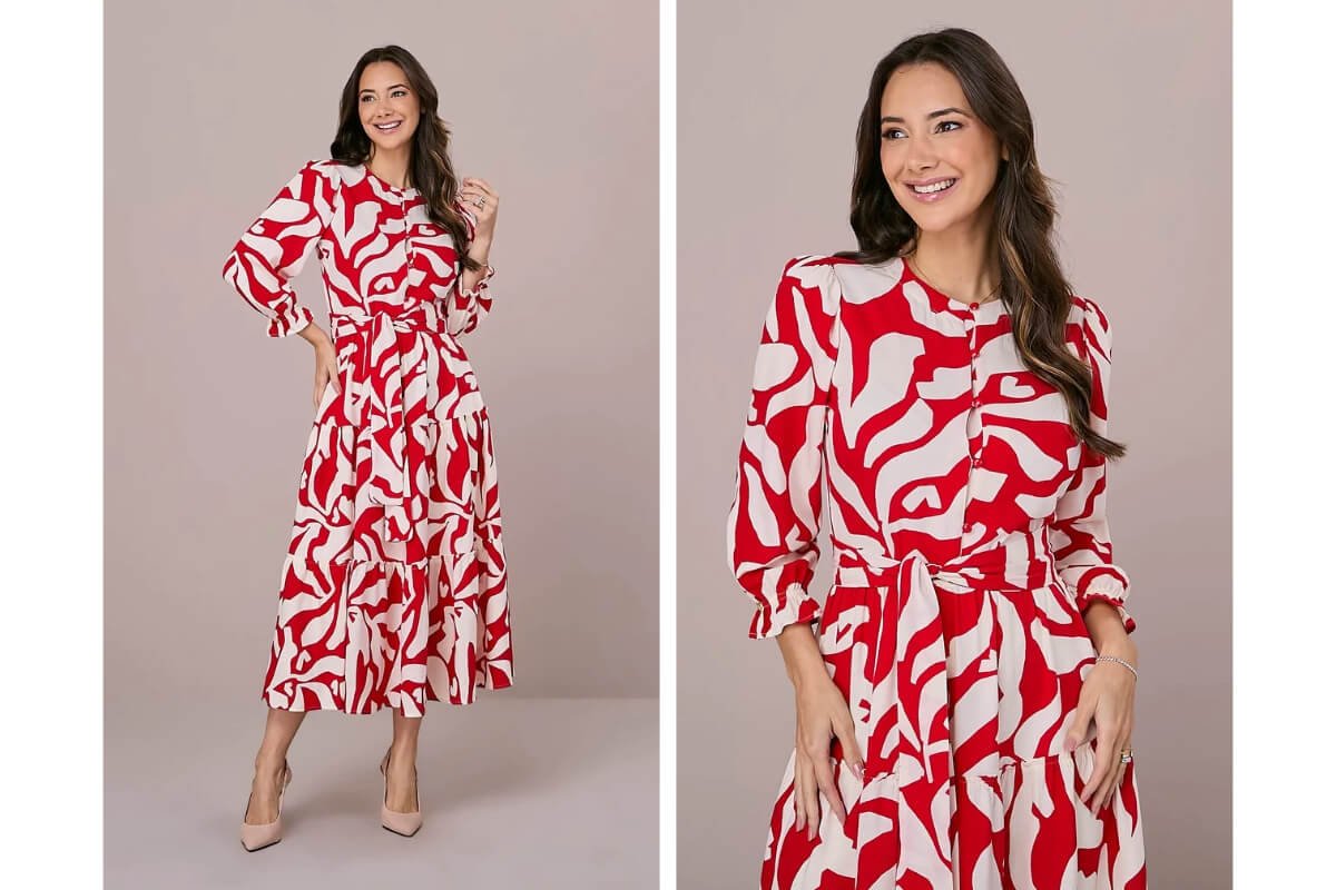 mulher usando um vestido midi