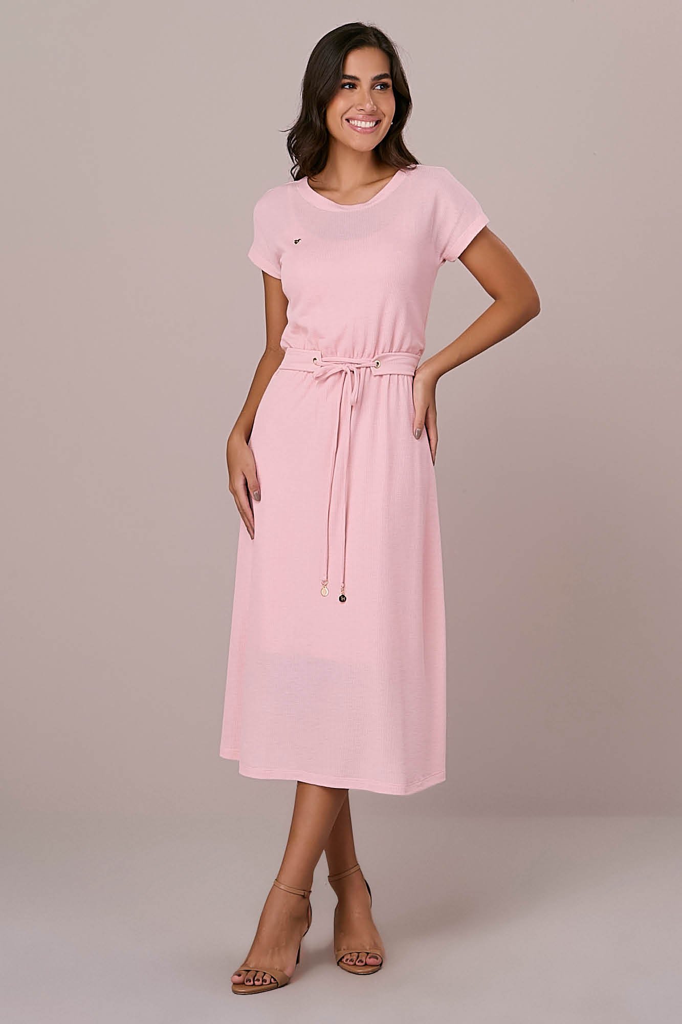 Vestido Midi na Malha com Faixa Embutida Helena - Tata Martello