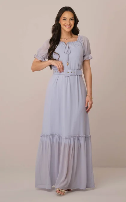 6302 22034 1 vestido longo no crepe com cinto katia tata martello