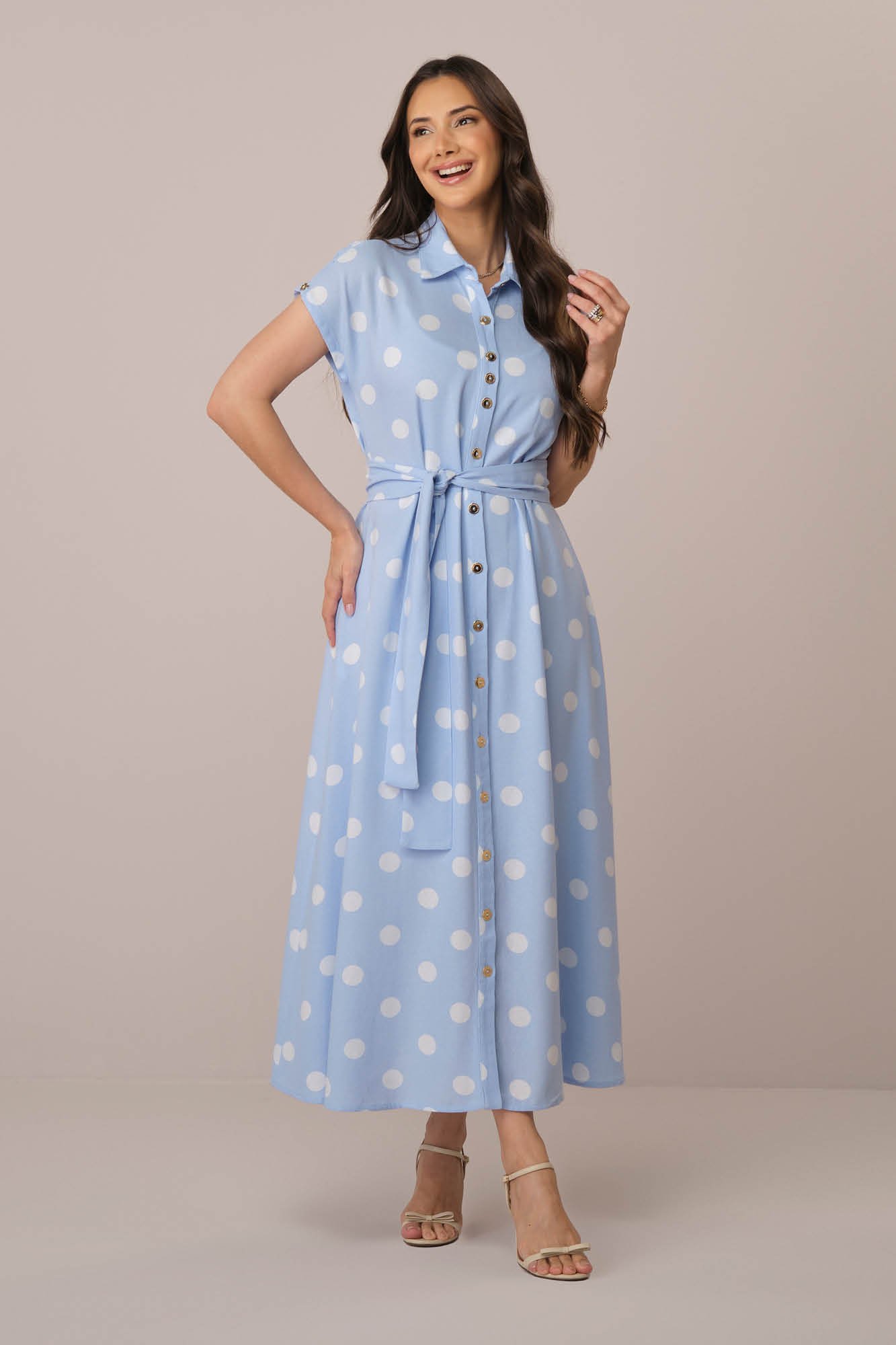 Vestido Midi no Viscolinho Poá Janaina - Tata Martello