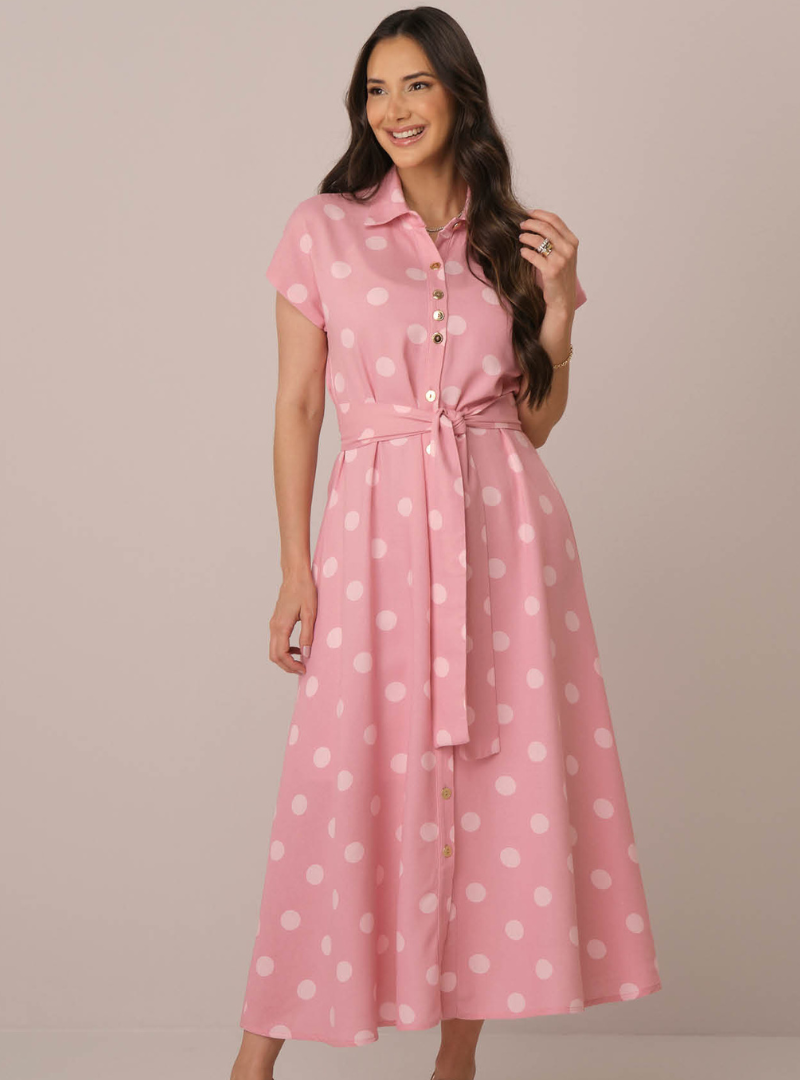 Vestido Midi no Viscolinho Poá Janaina - Tata Martello
