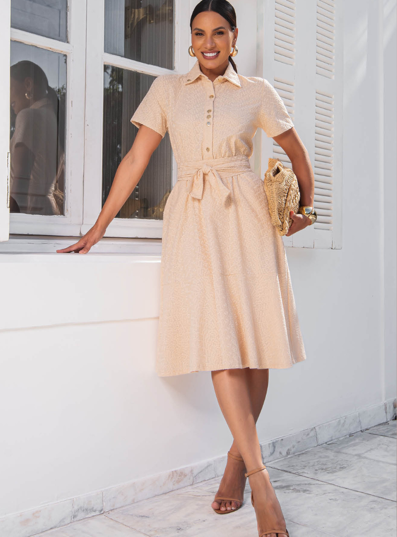 Vestido Midi no Algodão Bordado Daniela - Tata Martello