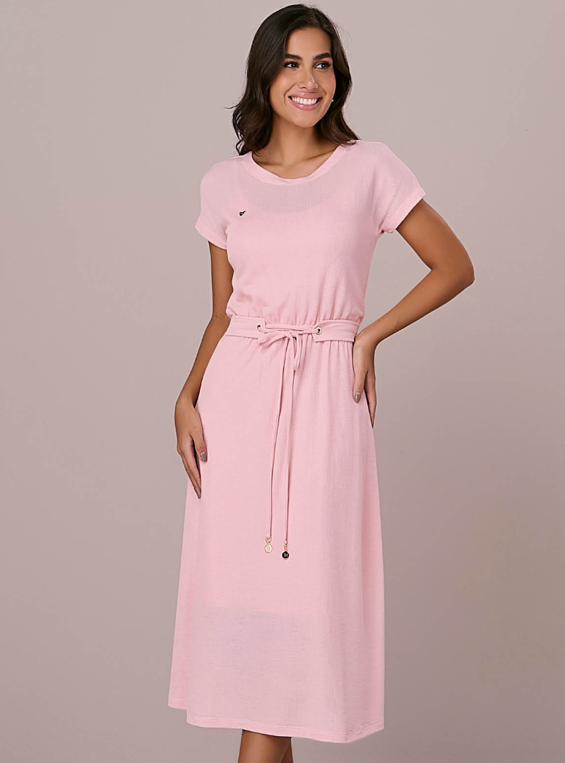 Vestido Midi na Malha com Faixa Embutida Helena - Tata Martello