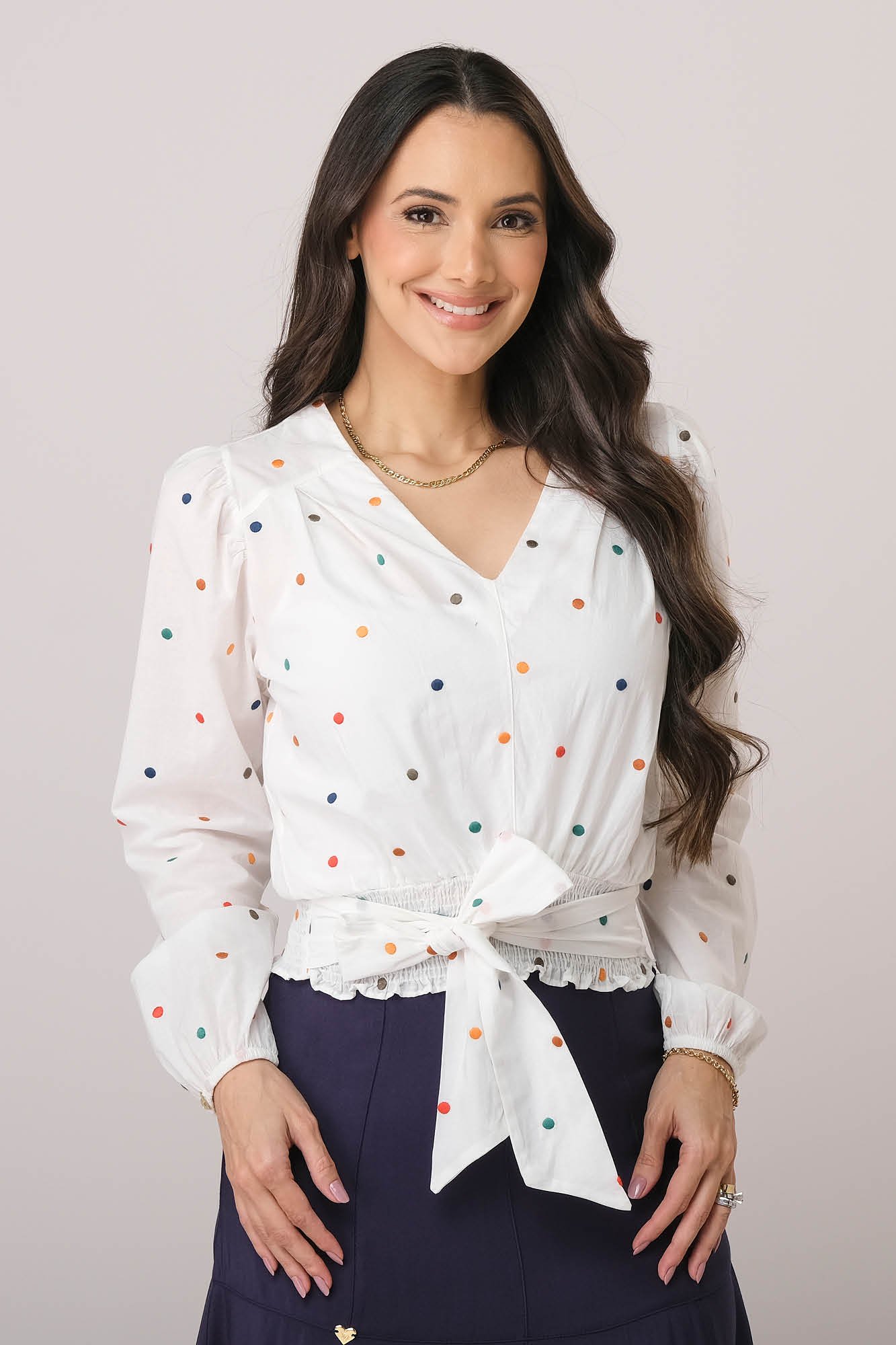Blusa Manga Longa com Decote em V Larissa - Tata Martello
