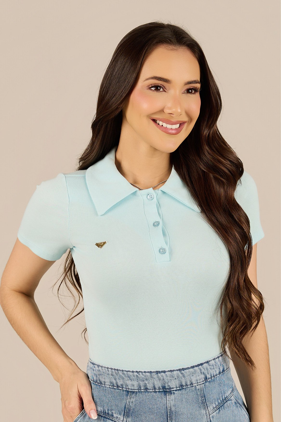 トップス tata Camisa Manga Longa no Tricoline Helena - Tata Martello